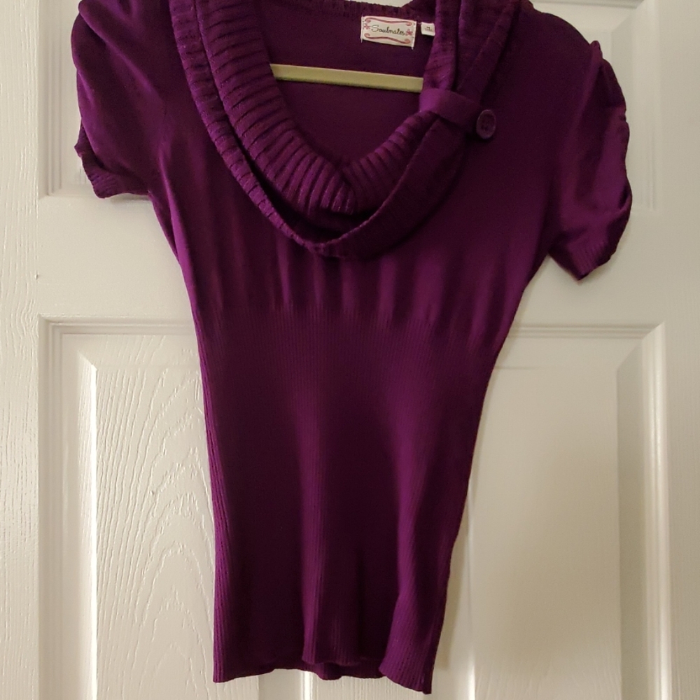 Soulmates‎ Dark Purple Cowl Sweater Medium